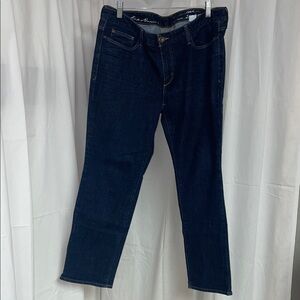 Eddie Bauer Curvy Slim Straight Blue Jeans Size 14S.  Cotton Blend.